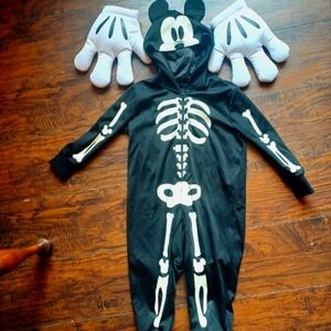 Disney Black and White Skeleton Mickey Kids Costume
